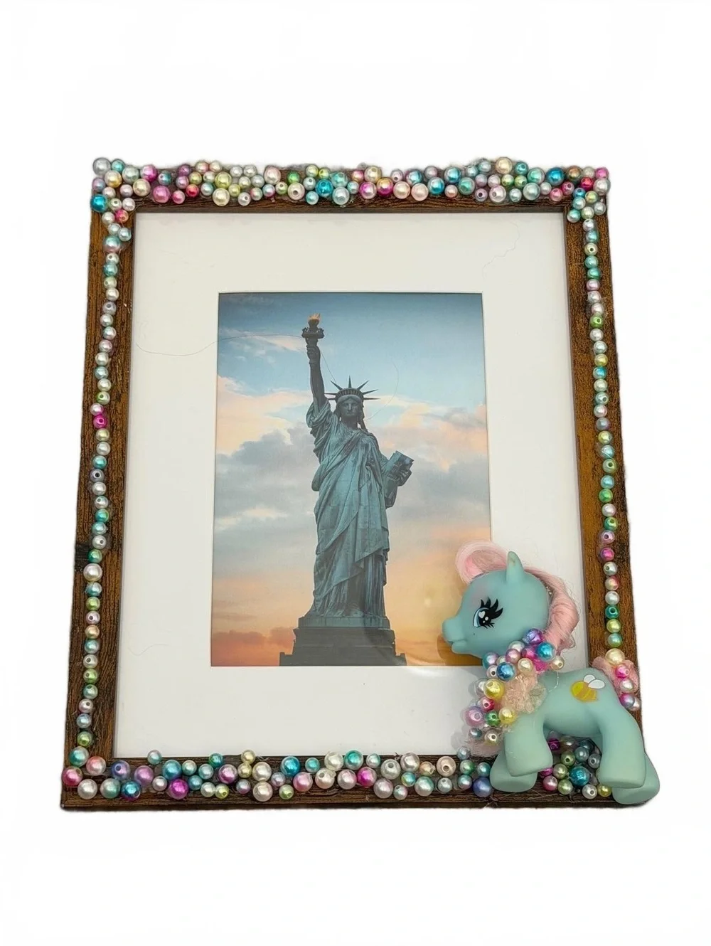 Handmade My Little Pony Picture Frame Mermaid Pearl Beads 5x7 Photo OOAK Decor